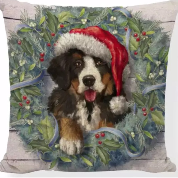 Other - Pillow Cover- New- Christmas Puppy Dog